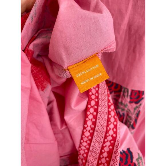 Oliphant Tuckernuck Boca Pink Puff Sleeve Maxi Midi Cotton Block Print Dress - Picture 16 of 16